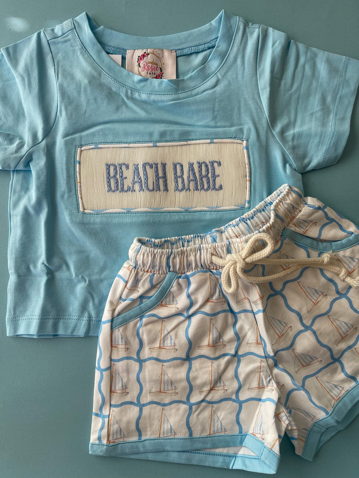 BEACH BABE Blue Short Set