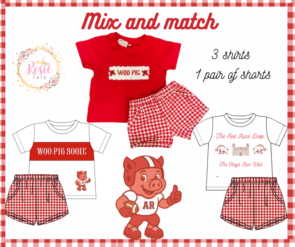 *PRE ORDER* Hog Mix and Match- 3 shirts, one pair of shorts