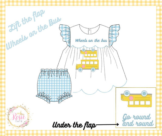 *PRE ORDER* Wheels on the Bus- Lift the Flap- Bloomer Set